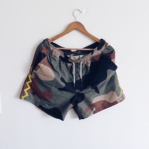 Green Cammo Zig Embroidered Swim Shorts